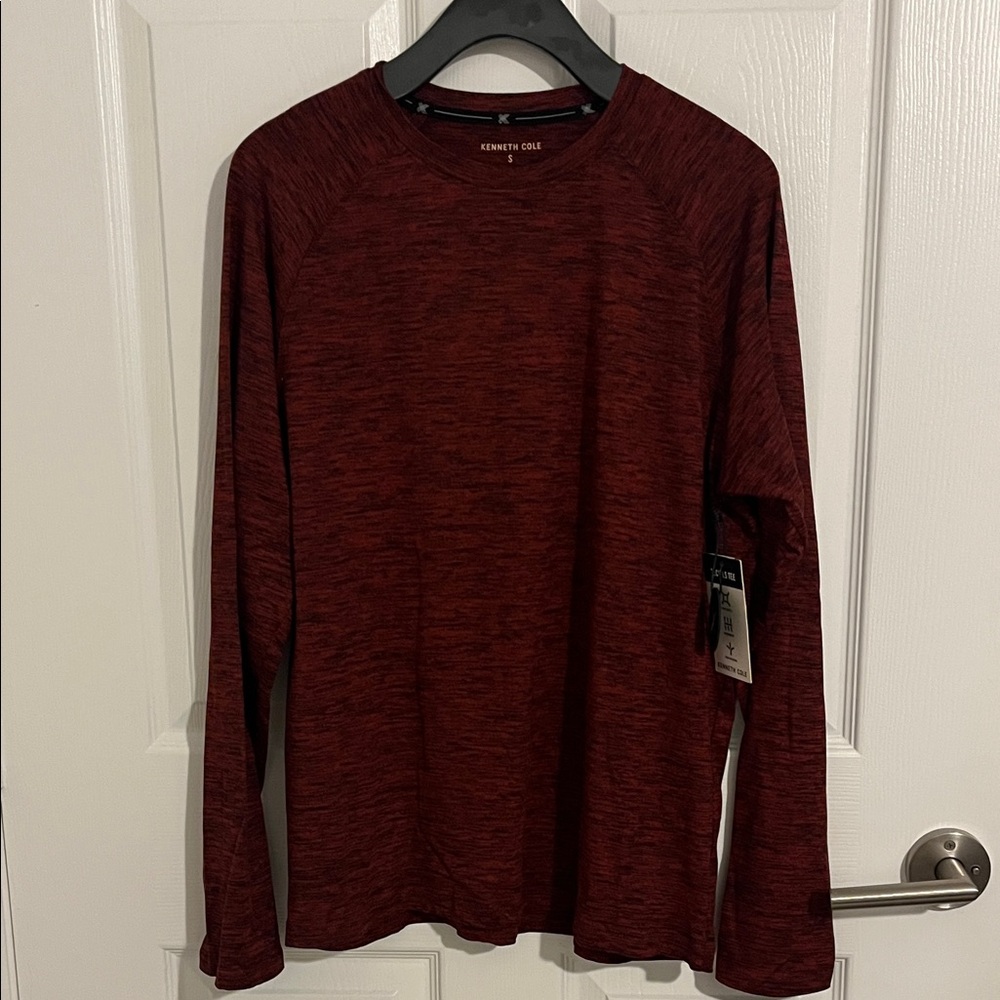 Kenneth Cole Men's Maroon Long Sleeve Tee comfy lightweight athletic NWT sporty